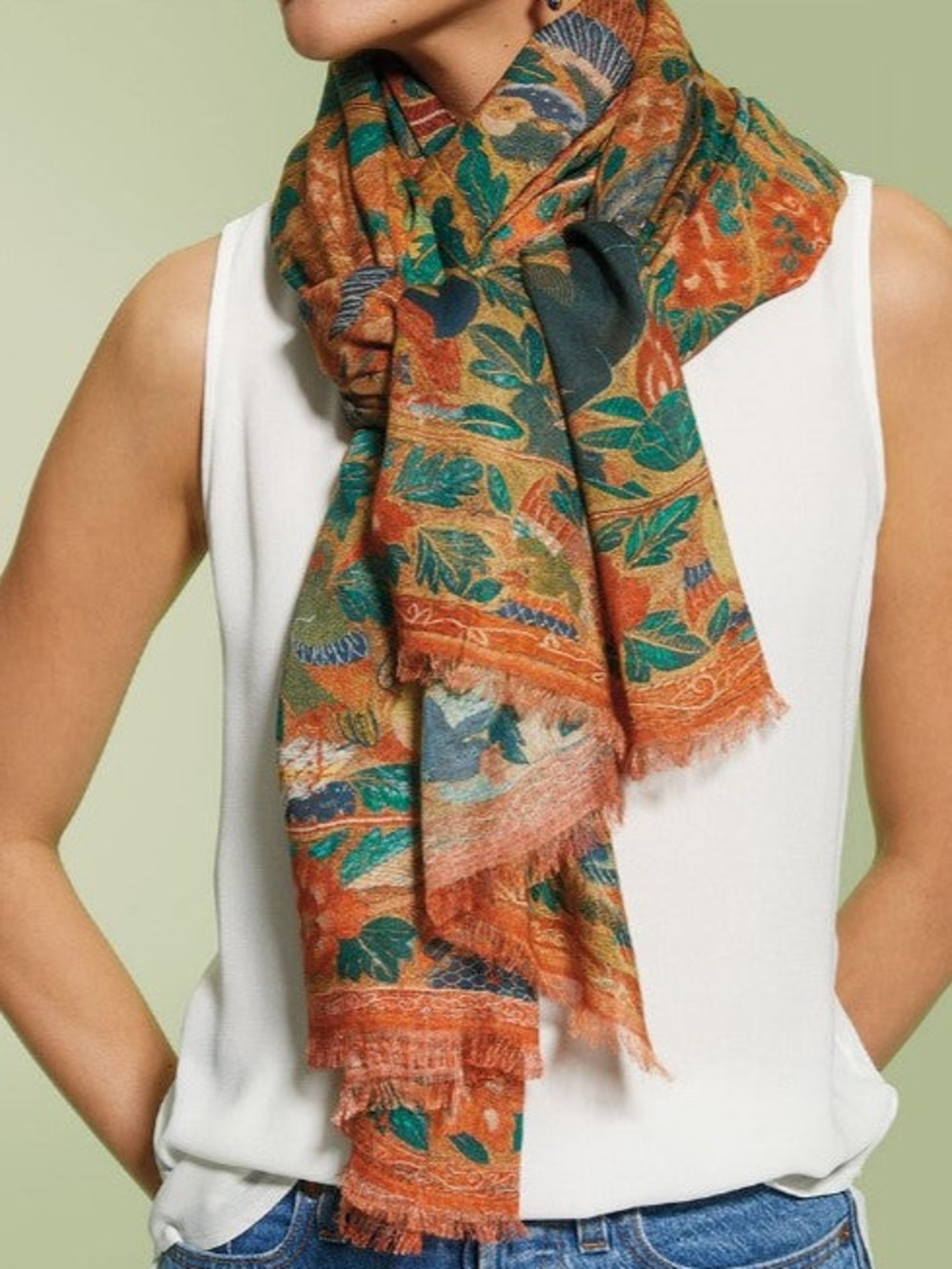 Metropolitan Museum Of Art Flora & Fauna Cashmere Modal Blend Scarf/Wrap